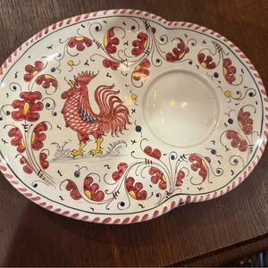 Deruta Red Rooster Ceramic Plate